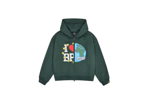 Broken Planet My Planet Zip Up Emerald Green
