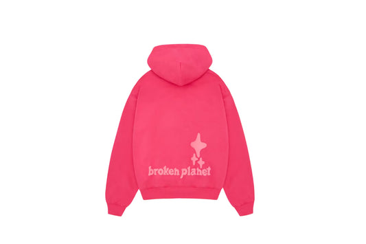 Broken Planet Monochrome Hoodie Fuchsia Pink