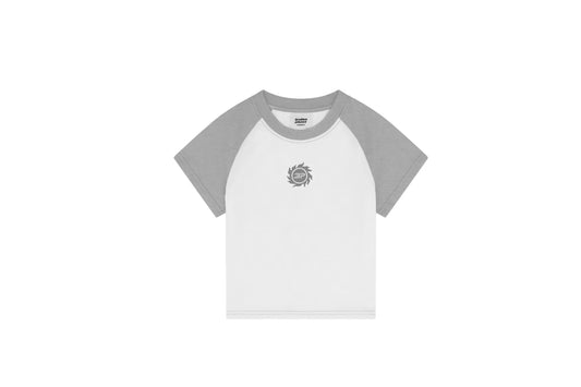 Broken Planet Sun Logo Baby Tee Snow White/Heather Grey