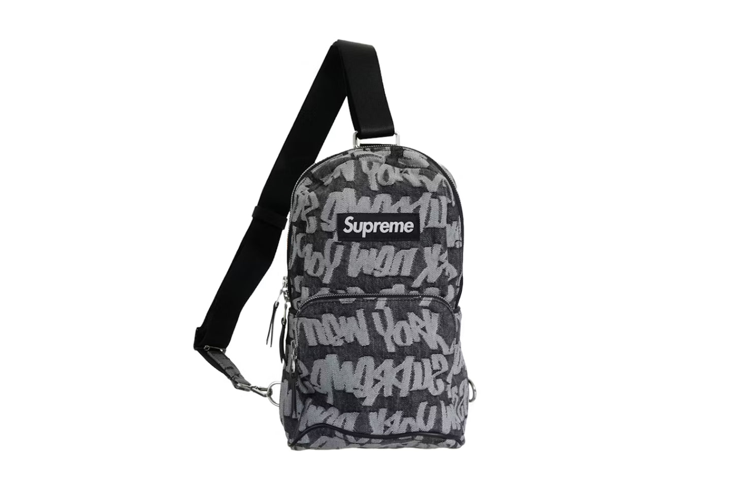 Supreme Fat Tip Jacquard Denim Sling Bag Black
